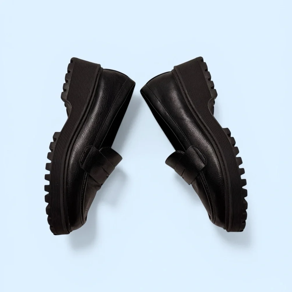 Sincerely Jules Rocker Lug Sole Penny Loafer Black 8.5 Dark Academia Chunky Chic - Picture 4 of 7